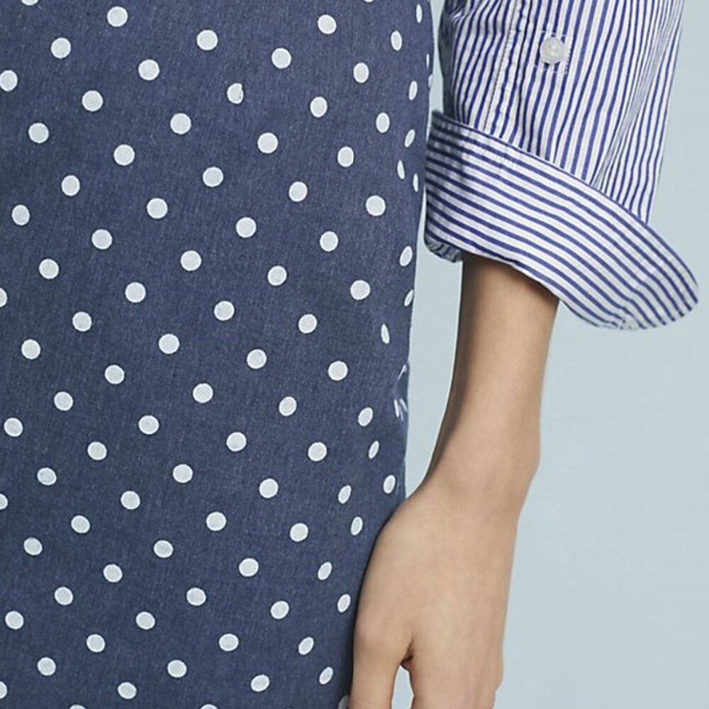 NWT Anthropologie Polka Dot Chambray Pencil Skirt by ISLA MAUDE - Picture 2 of 8